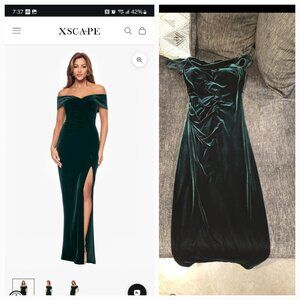 Xscape Formal Velvet Emerald Dress